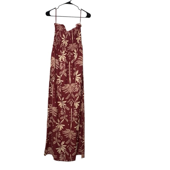 Monteau Burgundy and Cream Floral Dress - Picture 1 of 4
